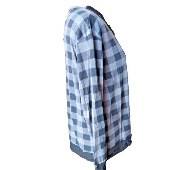 NEW Grace & Emma Womens Long Sleeve Large Top 🖤 Black Gray Plaid Pattern SZ L - Picture 6 of 8